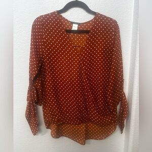 West Kei Rust Polka Dot Blouse
